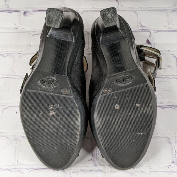 Michael Kors Desert Double Buckle Black Platform Chunky Heel Sandal - Picture 5 of 10